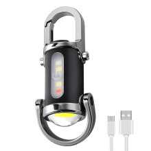 LED Mini Keyring Torch 1200LM Dual Light Source Rechargeable Type-C Waterproof Aluminium Alloy for Camping Hiking Emergencies