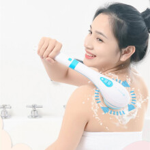Electric Body Brush with 5 Attachments IPX7 Waterproof, Rechargeable Back Brush with Long Handle for Shower and Bath