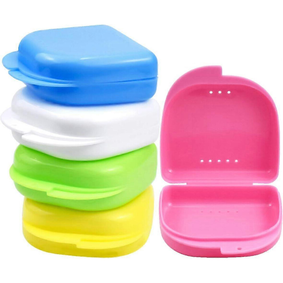 Dental Appliance Slim Storage Boxes 5 Pieces for Denture Orthodontic Retainer Mouth Guard With Ventilation Holes Locking Closure 5 Assorted Colours