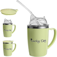 Adult Sippy Cups for Elderly Disabled, 3 in 1 350ml Non Spill Anti Choke with Lid and 30cm Straw for Home Hospital Care Home