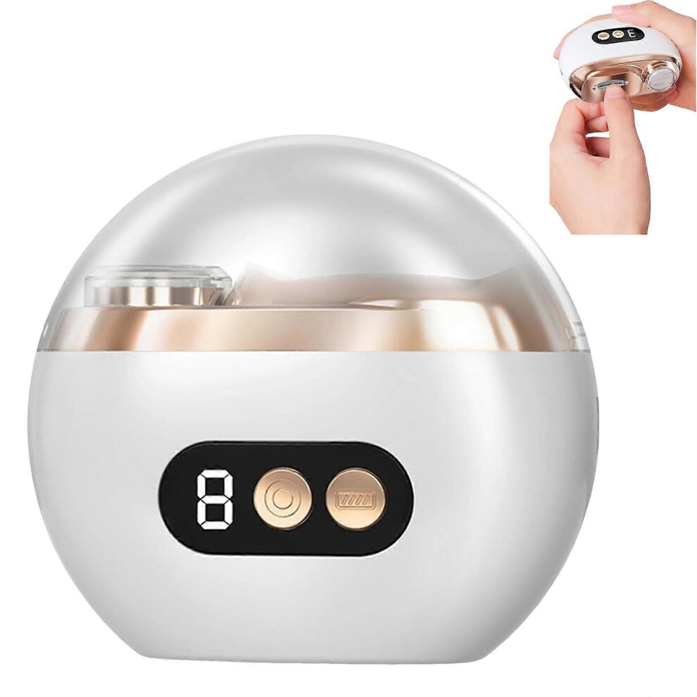 Electric Nail Clipper and Trimmer 2 in 1 White ABS Dual LED Light Gentle Polishing 2 Speed for Adults Seniors Children