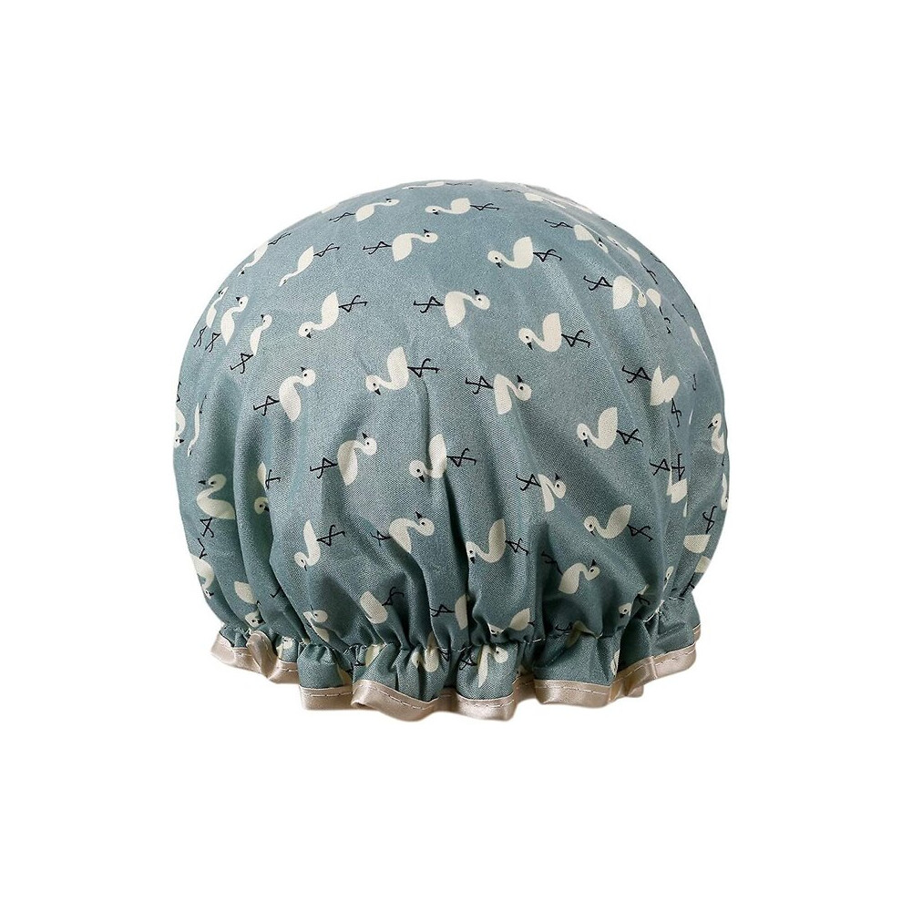 Shower Cap, Double Layer Waterproof with Elastic Band for Bathing and Hair Protection