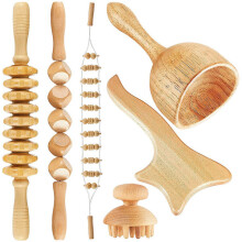 Therapeutisches Massagegerät-Set aus Holz für Cellulite und die Pflege nach der Geburt, 6-teilig