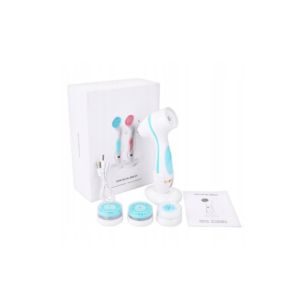 Facial Cleansing Brush 3 Heads 2.5H Runtime & USB Rechargeable for All Skin Types Pore Cleanser