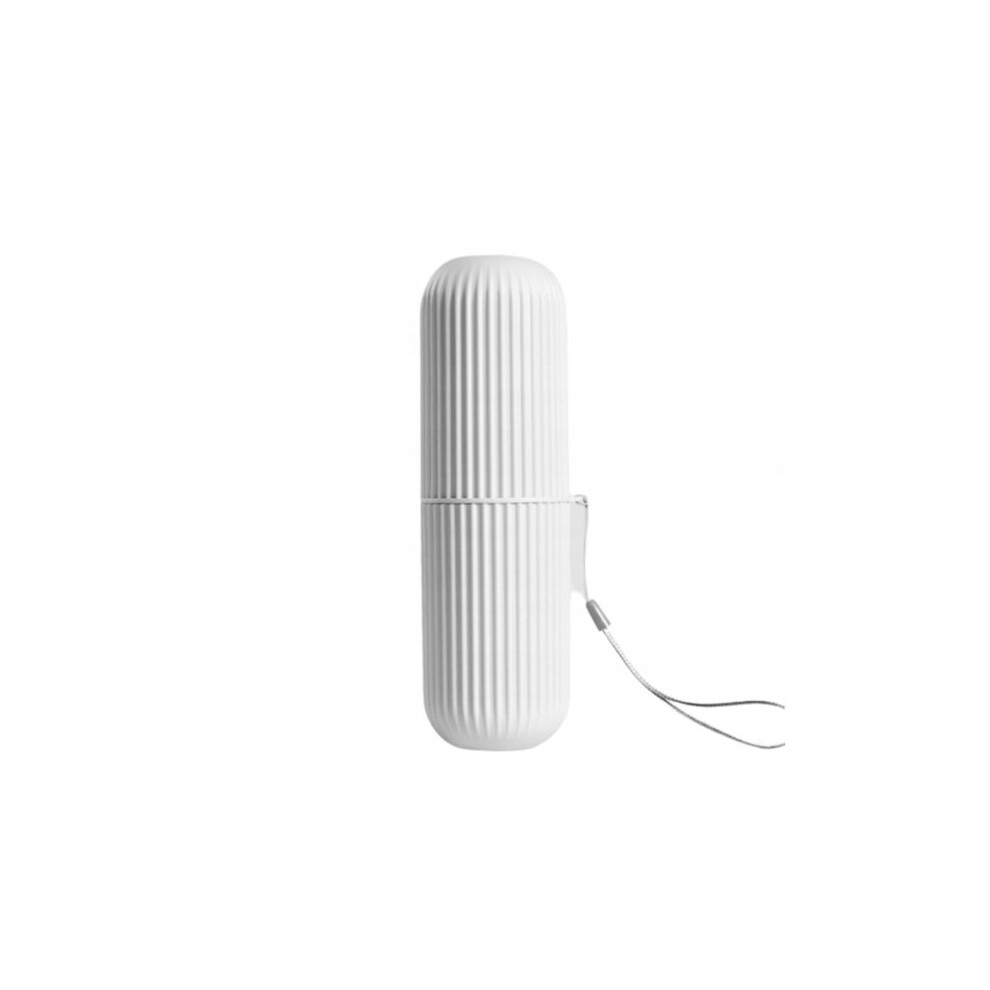 White Travel Case For Toothbrush And Toothpaste, Elegant Secure Snap Closure And Pendant For Travelling