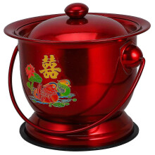 Portable Adult Urine Pot Red Stainless Steel for Elderly Pregnant Women Bedside Home Care Nursing