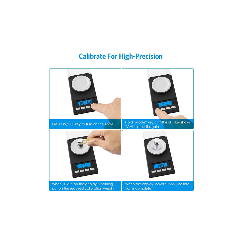 Digital Milligram Scale 50g Capacity 0.001g Accuracy with Tare & PCS Function for Powder Medicine & Jewellery