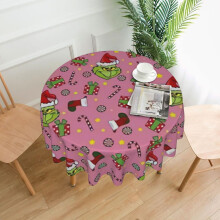 Polyester Round Tablecloth 60 in, Spill-Resistant &