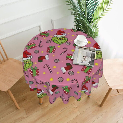 Polyester Round Tablecloth 60 in, Spill-Resistant &