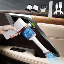 Aspiradora para coche – Recargable por USB, 4000 mAh, Blanca