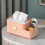 Roze plastic tissueboxhouder met opbergruimte 1