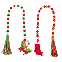 Holzperlen-Girlanden-Set – Rustikaler Landhausstil, 85 cm, 2 Stück