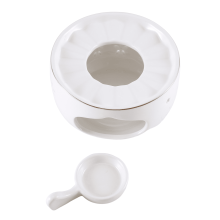Chauffe-théière en céramique avec cuillère intégrée – Blanc