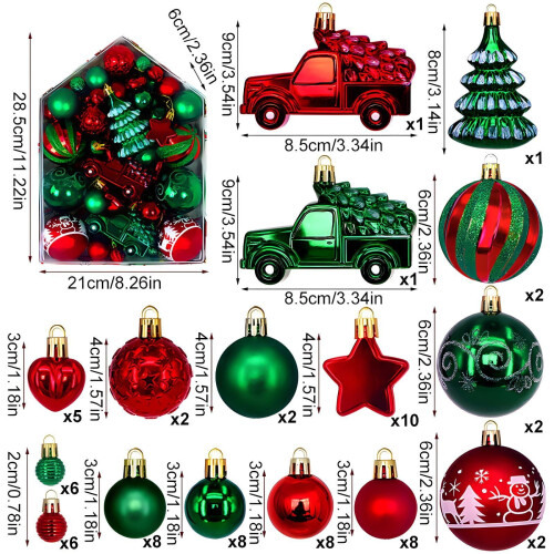 Ensemble de 72 décorations de Noël : boules et maisons