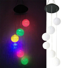 Sino de vento solar com bolas de LED que mudam de cor (1 unidade)
