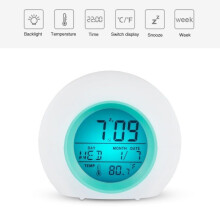 Kids Digital Alarm Clock with7-Color Night Light, AAA