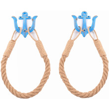 Handdoekhouder in nautisch ankerontwerp met jutetouw – 2 stuks