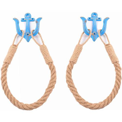 Nautisk ankarhanddukshållare med juterep – 2-pack