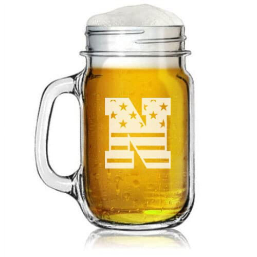 Γυάλινο βάζο Mason 16oz με αμερικανική σημαία και αρχικό N