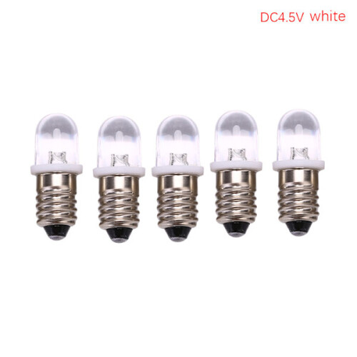 5 Stück E10 LED-Blinkerlampen DC 3V–4,5V Weiß