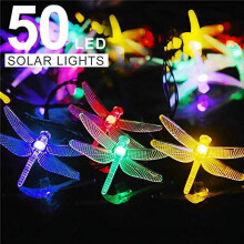 Guirlande lumineuse solaire libellule, étanche IP65, 8 modes