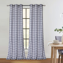 Gordijnen met buffelruitpatroon, 94 cm breed x 241 cm lang, grijs met wit, 2 panelen