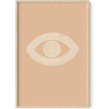 Affiche bohème, art mural neutre - Compatible avec une décoration bohème, décoration murale abstraite, Œil de Sauron pêche (24x36, cadre beige)