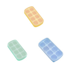 Vassoio per cubetti di ghiaccio in silicone con coperchio, confezione da 3 (giallo, verde,