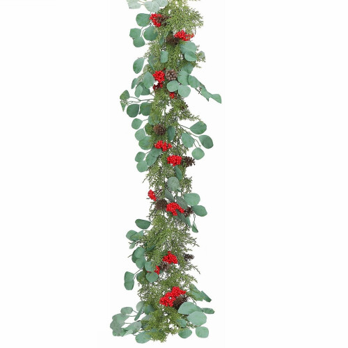 Guirlanda artificial de cedro com frutos vermelhos (1,75 m)