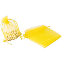 100 sachets cadeaux transparents en organza 7 x 9 cm, couleur or