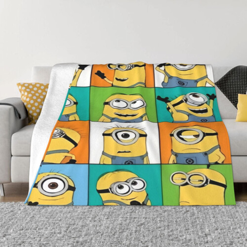 Κουβέρτα Minions από φλις, εξαιρετικά απαλή και άνετη, ριχτάρι 50x60 ίντσες