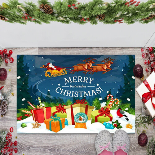Kerstdeurmat van polyester, antislip, 60x40 cm