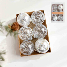 6 Stück durchsichtige Glitzer-Weihnachtsbaumanhänger, 80 mm