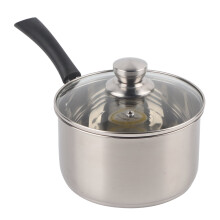 18cm Stainless Steel Soup Pot with Glass Lid