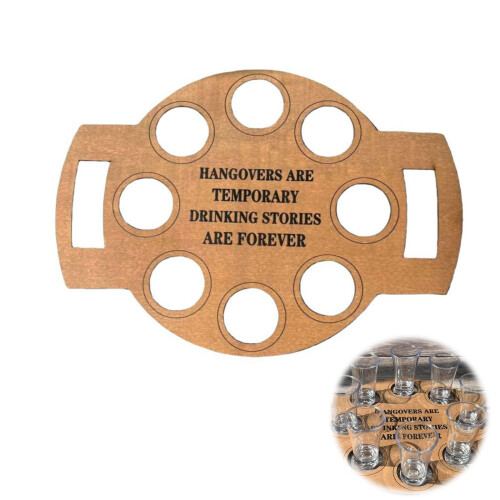 Wooden Wine Storage Tray with 8 Glasses