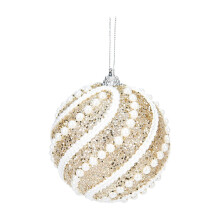 Glitter Sequin Christmas Ornament Balls, Gold, 2 Pack