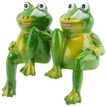 Resin Sitting Frog Statue Garden Decor2pcs
