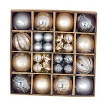 Christmas Ball Ornaments Set Gray Champagne Gold 44 pcs