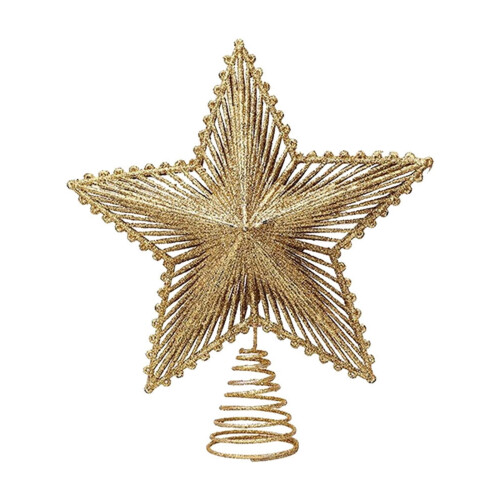 Gold Metal Star Christmas Tree Topper 23cm