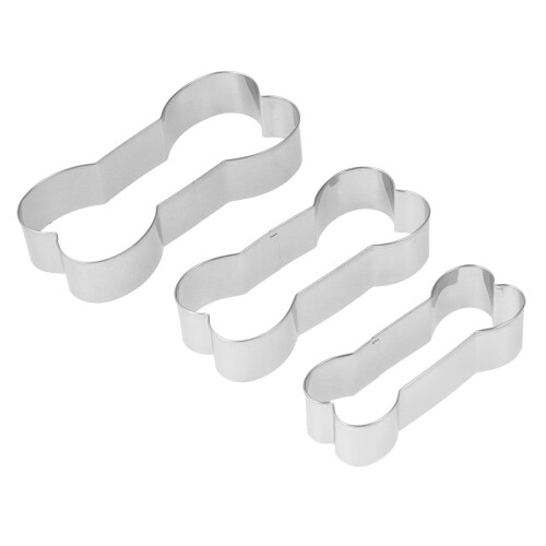3-Piece Dog Bone Cookie Cutter Set Stainless Steel