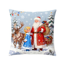 Weihnachtliche Leinenkissenbezüge, 44,5 x 44,5 cm (17,5 x 17,5 Zoll), Set