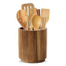 Acacia Wood Utensil Crock with 360 Rotating Base
