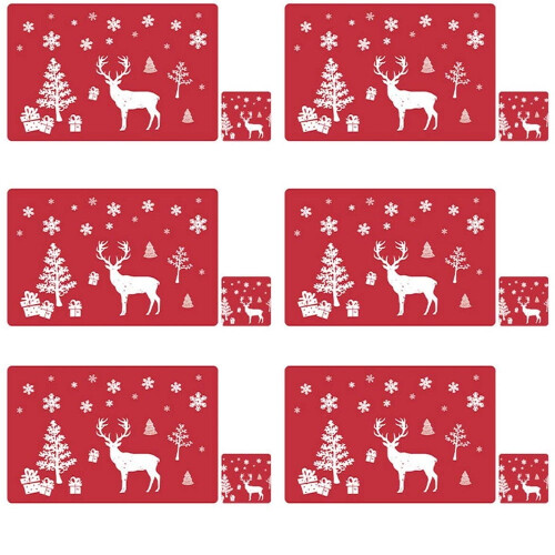 PVC Placemat and Coaster Set 6 Pcs