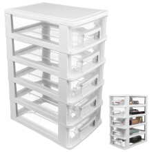 Storage Cabinet with Clear Drawers 5-Drawer White