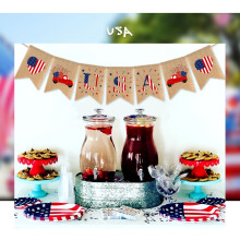 USA Independence Day Banner – Linen Flag Decor, 13x17cm