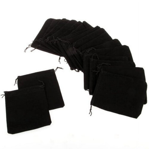 Black Velvet Drawstring Jewelry Pouches 25 pcs