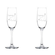 Capricorn Champagne Flutes Set of 2, 8 oz Glass Stemmed