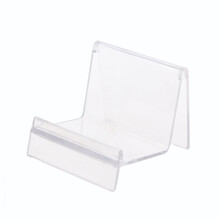 Clear acrylic jewelry display stand with card and glasses
