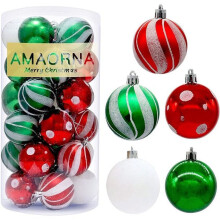 Christmas Ball Set Green Red Painted 30pcs