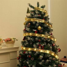 Christmas LED lights double string with ribbon pendant
